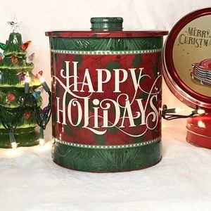 Embossed Happy Holiday Canister Tin